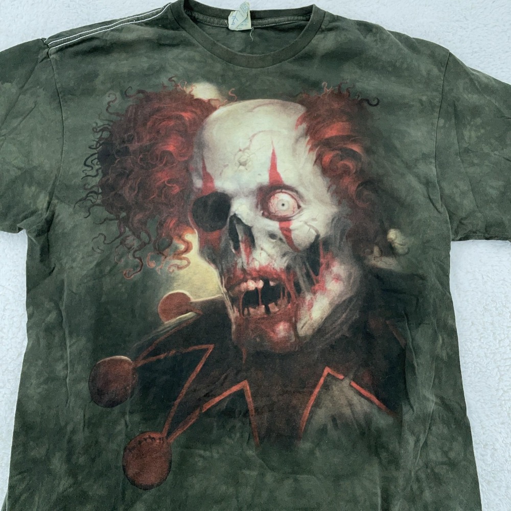Horror Zombie Clown Shirt Mens XL Green Tie Dye Graphic Scary‎ Circus Halloween
